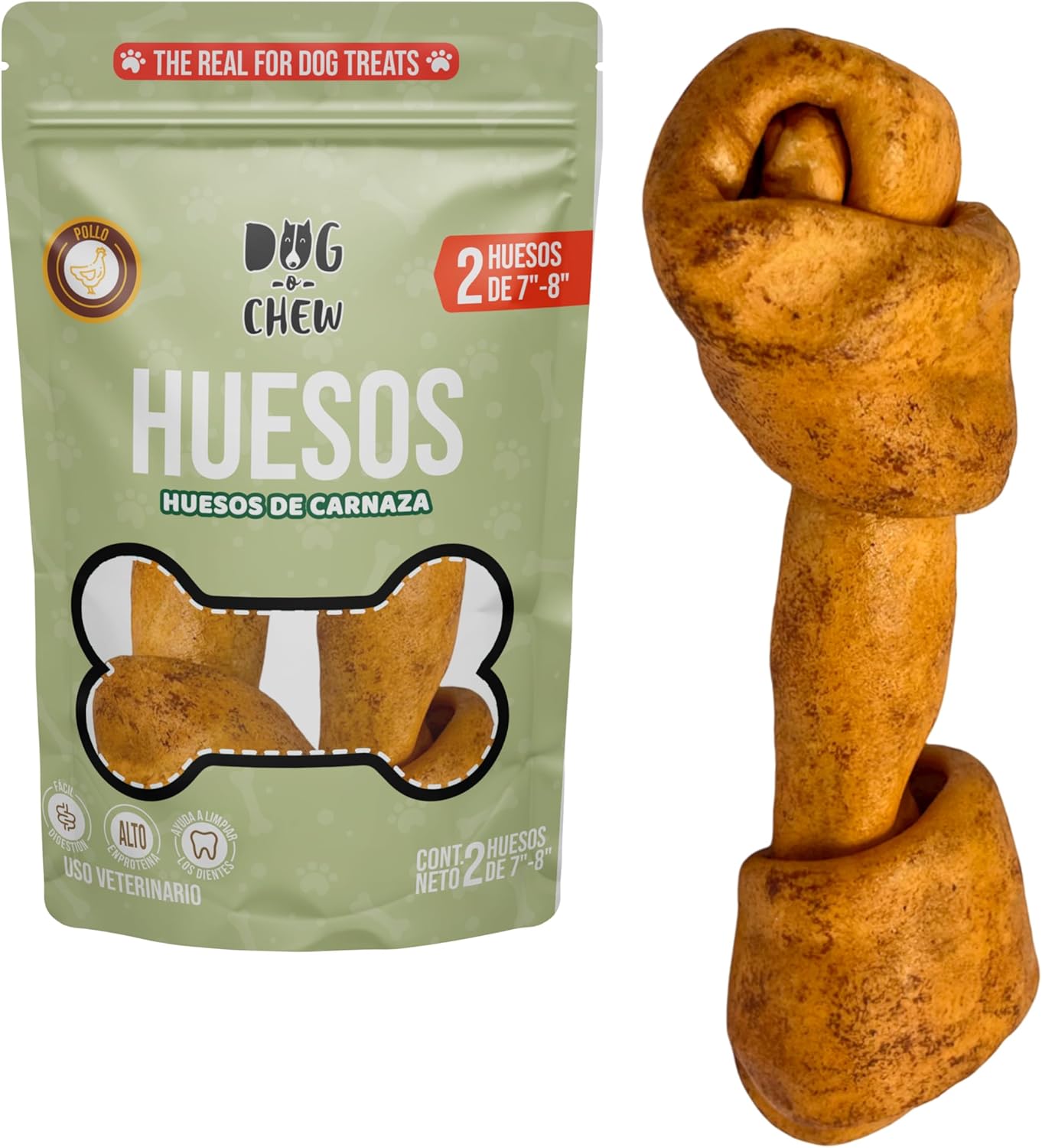 DOG-O-CHEW | Premios para Perro | Dog Treats | Premios Perro | Carnazas para Perro | Hueso de Carnaza | 2 Huesos x paq | Premios para Perro 100% Naturales| Sabor Tocino| 7