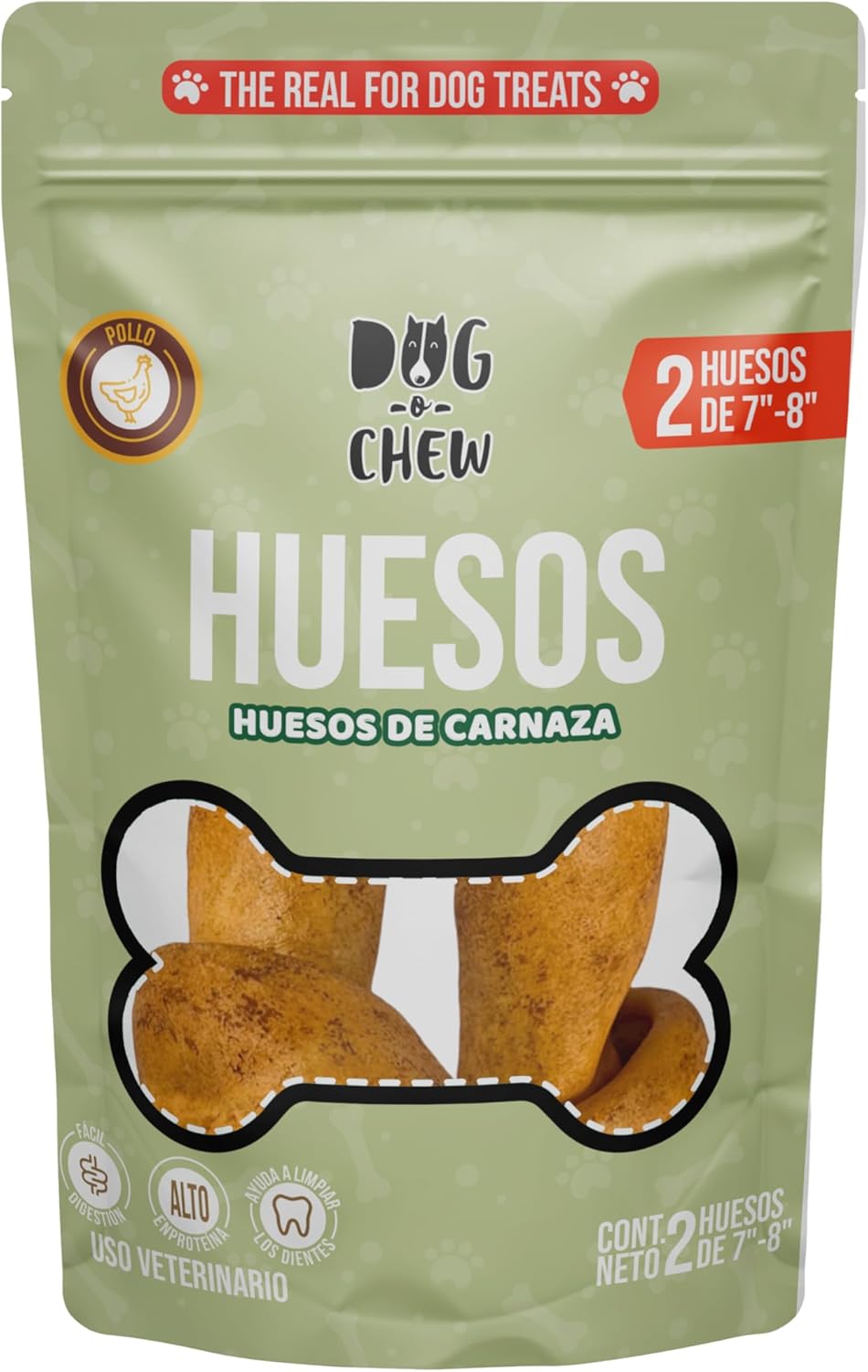 DOG-O-CHEW | Premios para Perro | Dog Treats | Premios Perro | Carnazas para Perro | Hueso de Carnaza | 2 Huesos x paq | Premios para Perro 100% Naturales| Sabor Tocino| 7" a 8" (18 a 20 cm)