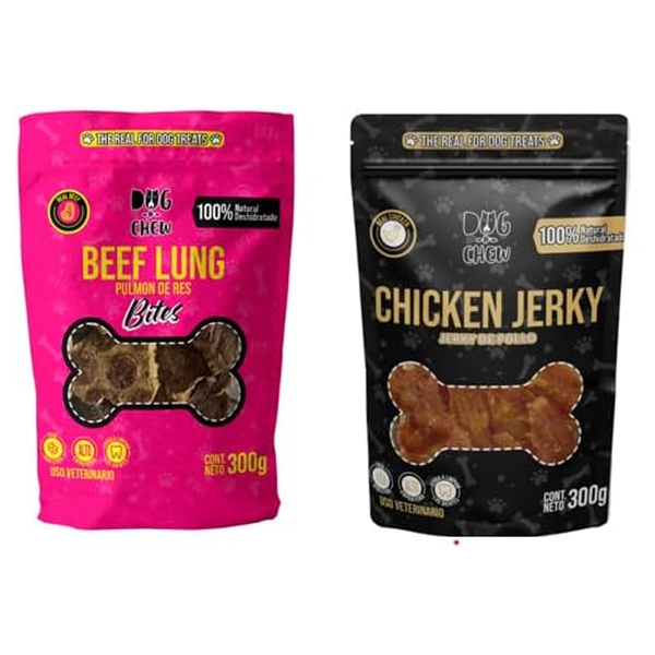 Kit Pulmón Deshidratado + Chicken Jerky. 300 gr. c/u.