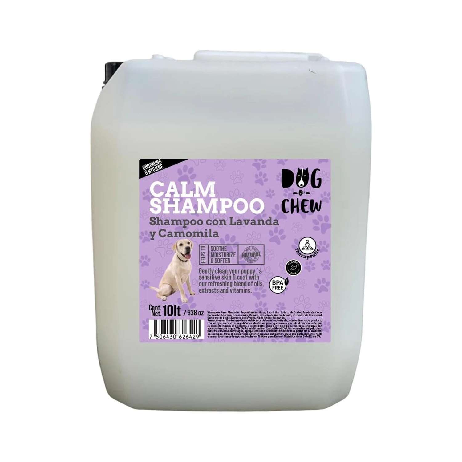 Shampoo para perro. Versión Calm (Lavanda + Camomila). 10 litros.