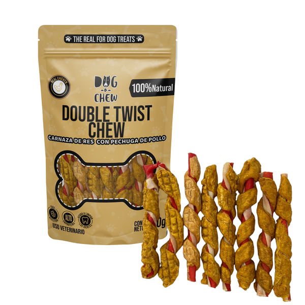 DOG-O-CHEW, Carnaza de Perro con Pechuga de Pollo Deshidratada, Twist, Carnaza, 300 gr /15 cm 