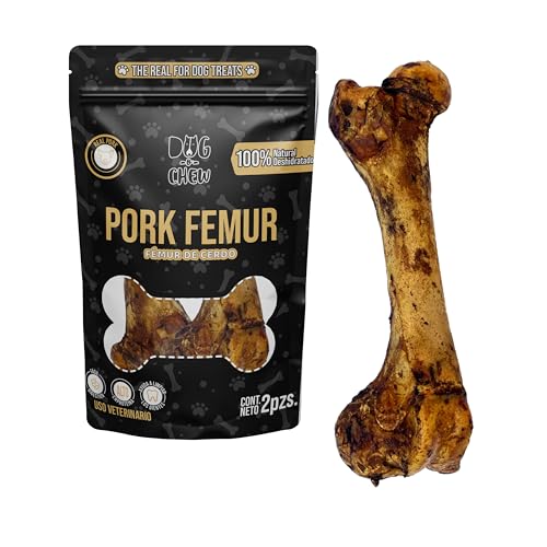 DOG-O-CHEW | Premios para Perro | Carnazas | Fémur de Cerdo Deshidratado | 2 Huesos por Paquete | 100% Naturales