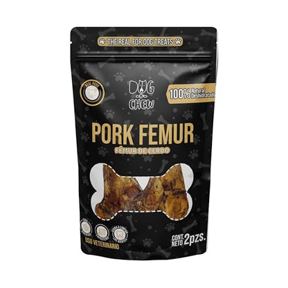 DOG-O-CHEW | Premios para Perro | Carnazas | Fémur de Cerdo Deshidratado | 2 Huesos por Paquete | 100% Naturales