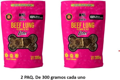 DOG-O-CHEW | Premios para Perro Deshidratados| Carnaza para Perro Dehidratada| Premios para Perro 100% Naturales | Snacks para Perro| 100% Naturales | (600 Gramos, Pulmón Bites)