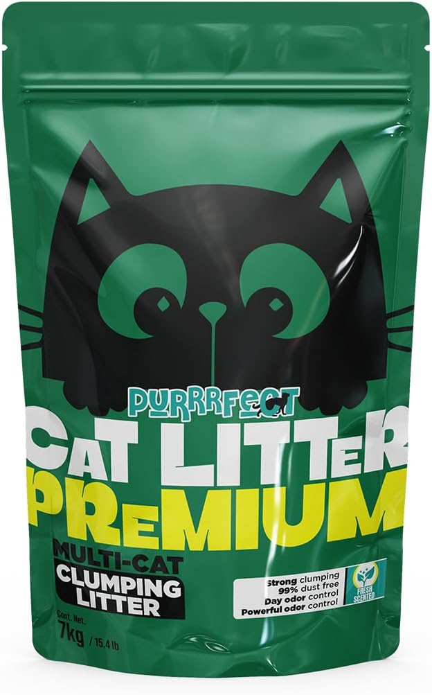 PURRRFECT CAT LITTER | Arena Gatos | Arena para Gato | Super Aglutinante | Terrones firmes | Aroma Espectacular Herbal/Fresh| Calidad Premium a Precio Accesible | (7 KG)