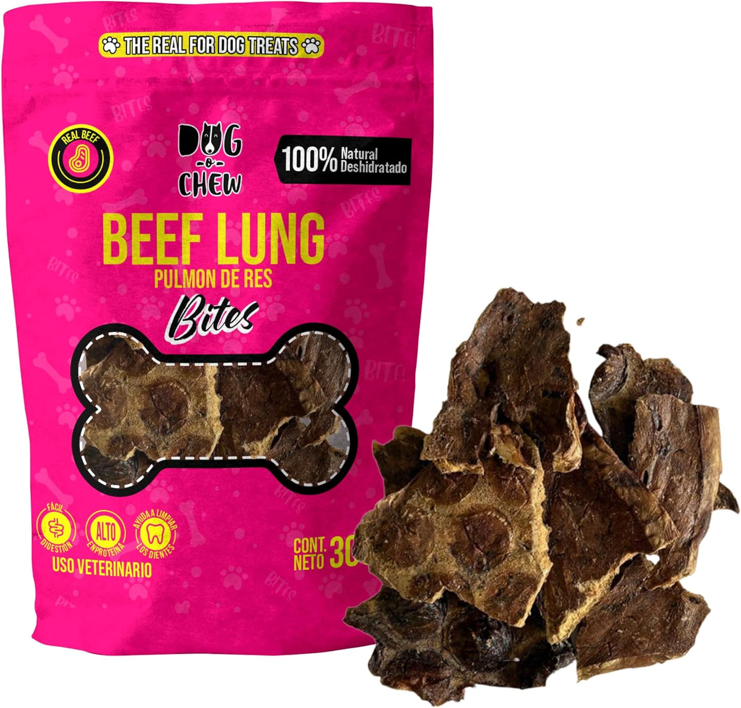 DOG-O-CHEW | Premios para Perro Deshidratados| Carnaza para Perro Dehidratada| Premios para Perro 100% Naturales | Snacks para Perro| 100% Naturales | (600 Gramos, Pulmón Bites)