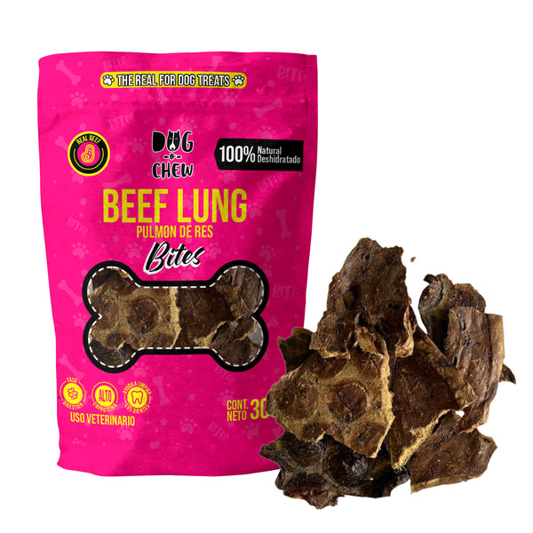 MASTICAR PERRO | Picaduras de Pulmón de Res | Bocaditos de pulmón de res | Premios Perro | Carnazas para Perros | Pulmón de Res Deshidratado en Forma de Bites | Carnaza Deshidratada| 