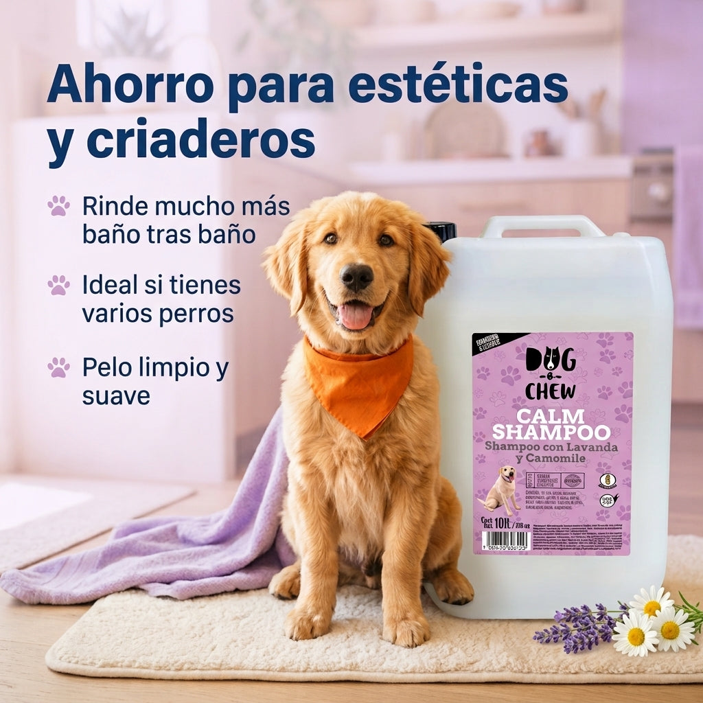 Shampoo para perro. Versión Calm (Lavanda + Camomila). 10 litros.