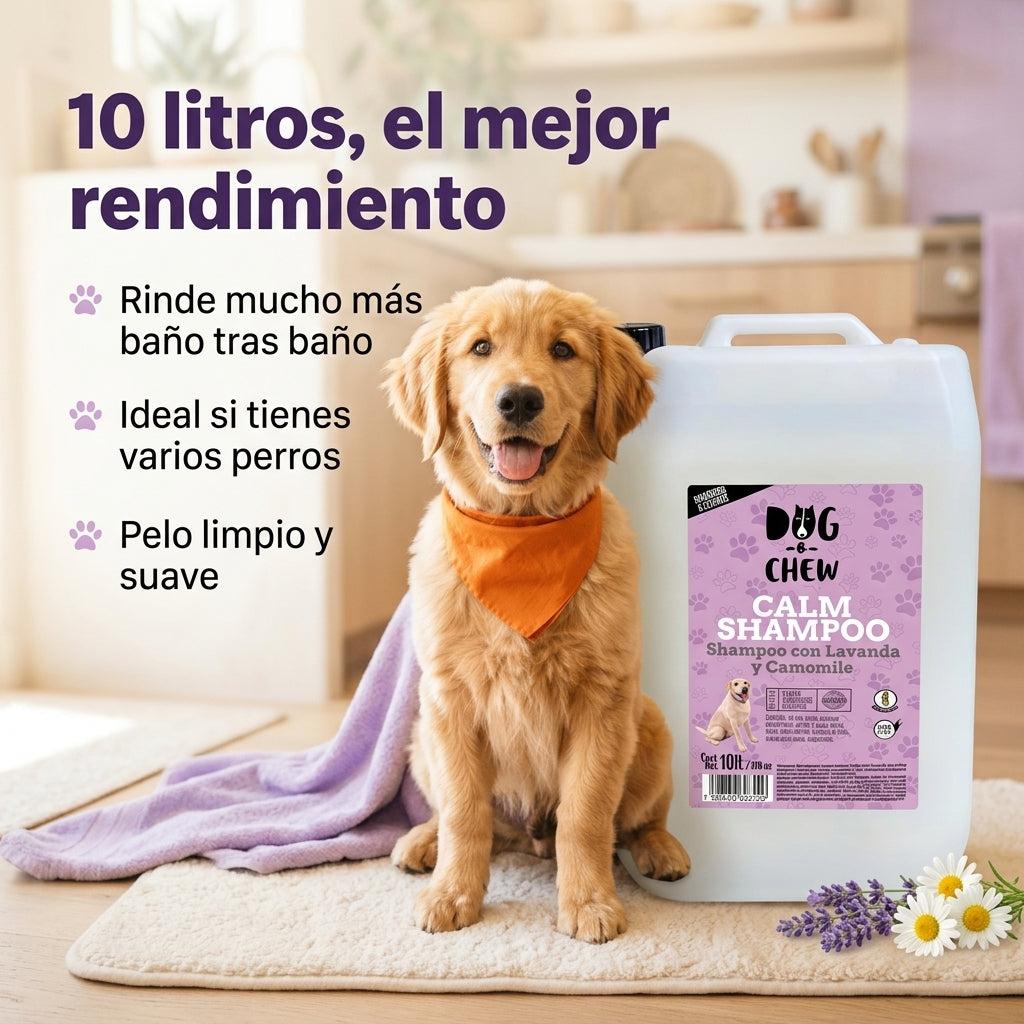 Shampoo para perro. Versión Calm (Lavanda + Camomila). 10 litros.