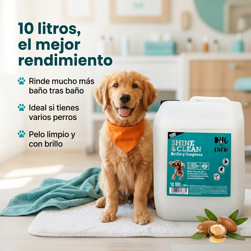 Shampoo para Perro Shine & Clean, Brillo y Limpieza, 10 litros
