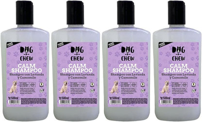 DOG-O-CHEW, Shampoo para Perro | Shampoo para Perro| Humectante |500 ml. | Estetica | Pets | Calm | Lavanda y Camomila| Paq 4 Botellas|