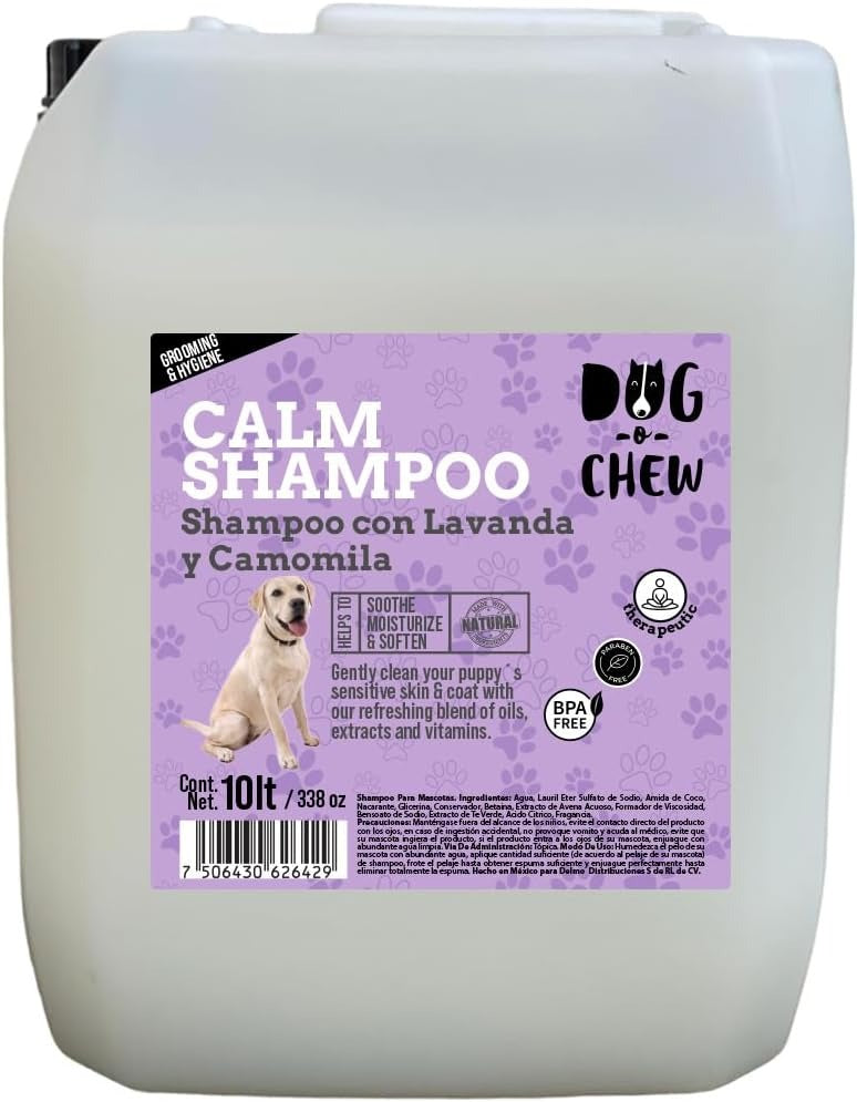 DOG-O-CHEW, Shampoo para Perro | Shampoo para Perro | Humectante |10 litros. | Estetica | Pets | Calm con Lavanda Y CAMOMILA |