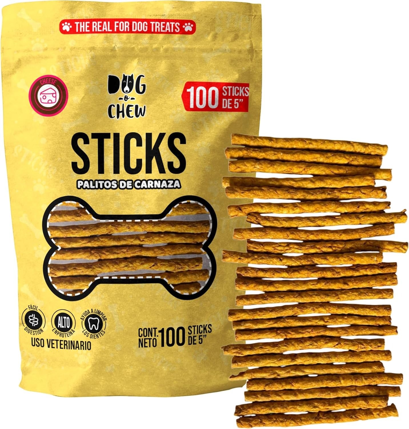 DOG-O-CHEW | Carnaza para Perro | Premios para Perro | Perro | Palitos de Carnaza | Sticks para Perro | Sabor Queso| Premio para Perrp|100% Natural | NO Almidones| Carnazas para Perro|