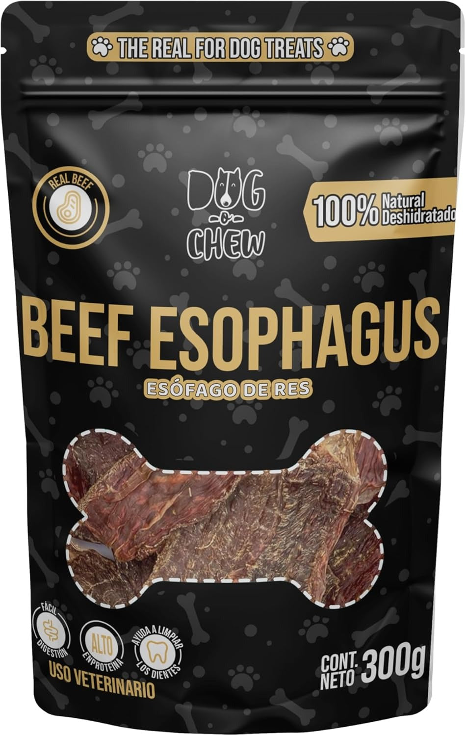 DOG-O-CHEW | Premios para Perro 100% Naturales | Carnazas | Esófago de Res Deshidratado | 300 Gramos por Paquete