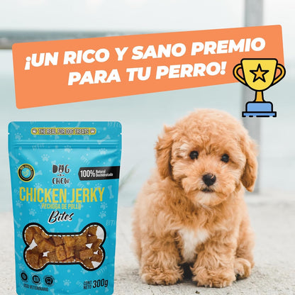 DOG-O-CHEW | Premios para Perro Deshidratados| Carnaza para Perro Dehidratada| Premios para Perro 100% Naturales | Snacks para Perro| 100% Naturales | (600 Gramos, Chicken Jerky + Chicken Bites)